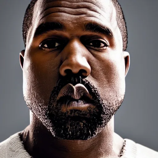 Image similar to the face of old kanye west wearing yeezy clothing at 5 6 years old, portrait by julia cameron, chiaroscuro lighting, shallow depth of field, 8 0 mm, f 1. 8