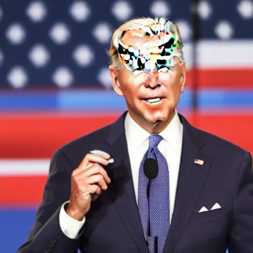 Image similar to joe biden accidentally uses a hot dog as a microphone at presidential debate