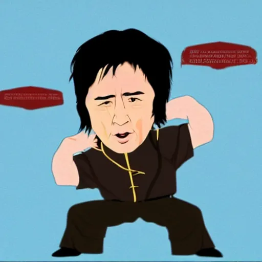 Image similar to jackie chan, in the style of south park