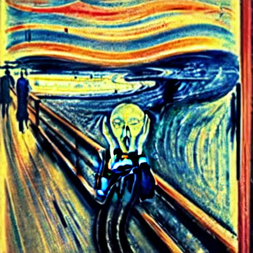 Image similar to the scream by Edward munch, opossum!!!! man