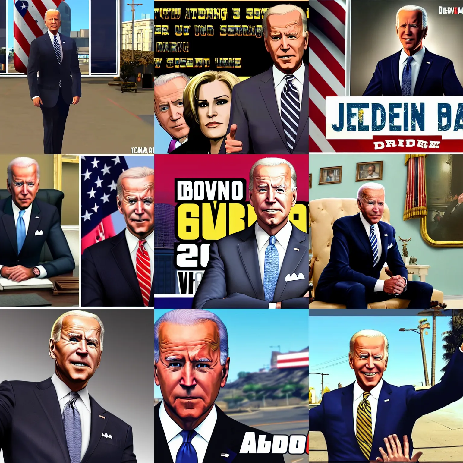 Prompt: joe biden gta V loading screen