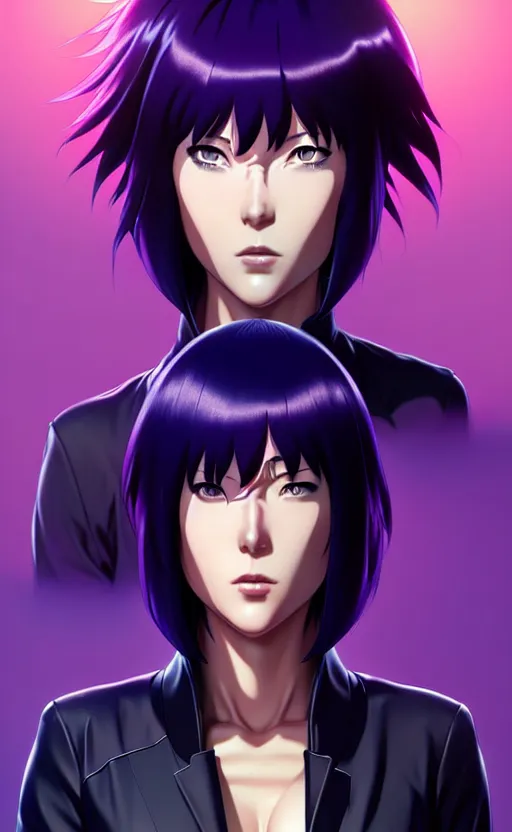 Image similar to a fullbody portrait of motoko kusanagi the major ghost in the shell : : stand alone complex, under repairs, maintenance : : by ilya kuvshinov, rossdraws, artgerm, sola digital arts, anti aliasing, raytracing : :