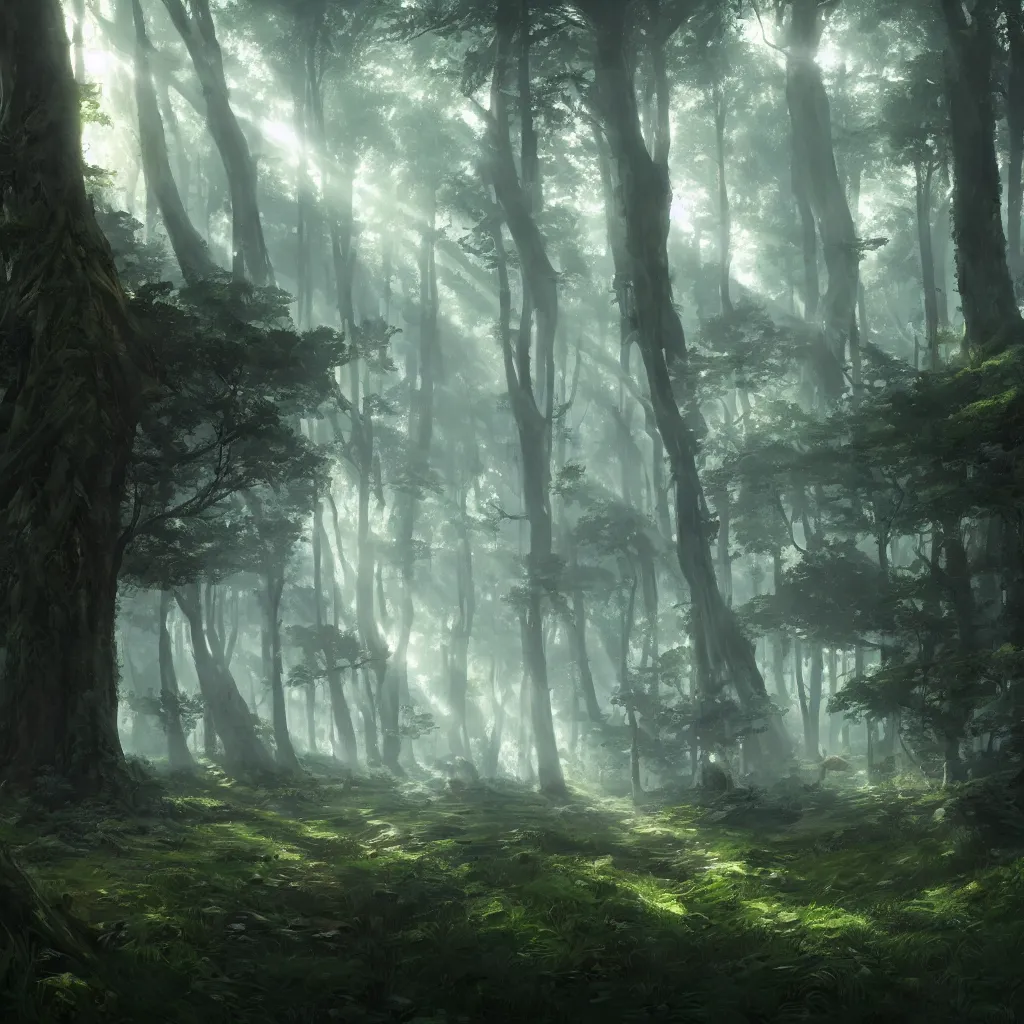 Prompt: a wide shot of a forrest with trees made of hands, fantasy epic legends stylized digital illustration radiating a glowing aura illumination ray tracing hdr fanart arstation, 8 k, art by greg rutkowski, ultra detailed