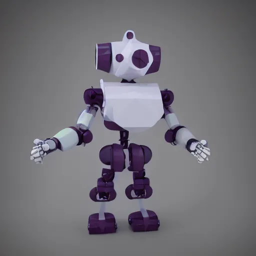 Image similar to low poly render of a cure robot