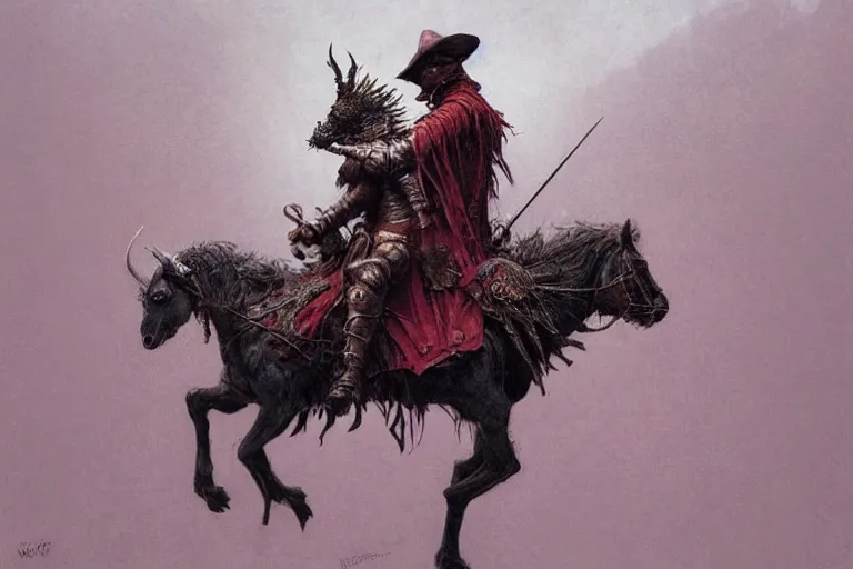 Prompt: Knight of the apocalypse riding a funny lama in a hat, dark fantasy, intricate, highly detailed, smooth, artstation, painted by Wayne Barlowe, Greg Rutkowski, zdislav beksinski, Francis Bacon