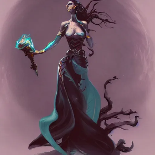 Prompt: beautiful female mage in the style of Peter Mohrbacher