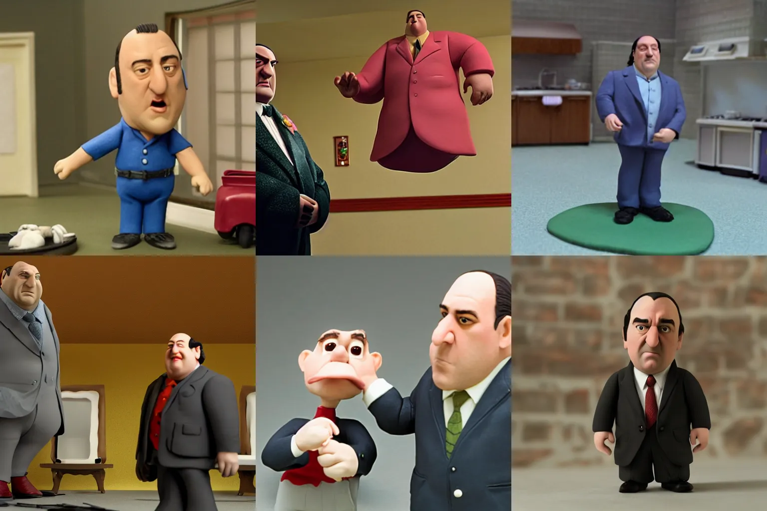 Prompt: Tony Soprano in claymation movie, production still