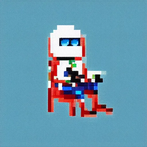 Prompt: a space man sat on a beach chair on the moon, pixel art