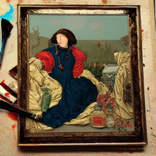 Image similar to “painting of garbage in raphaelite style”