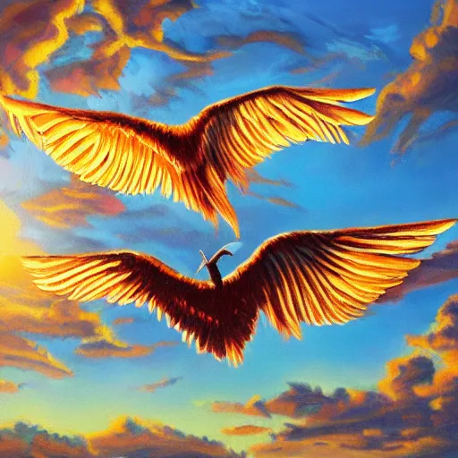 Prompt: a pair of lips with wings, flapping its wings flying in sunset sky, oil on canvas, portrait, intricate, 8k highly professionally detailed, HDR, CGsociety