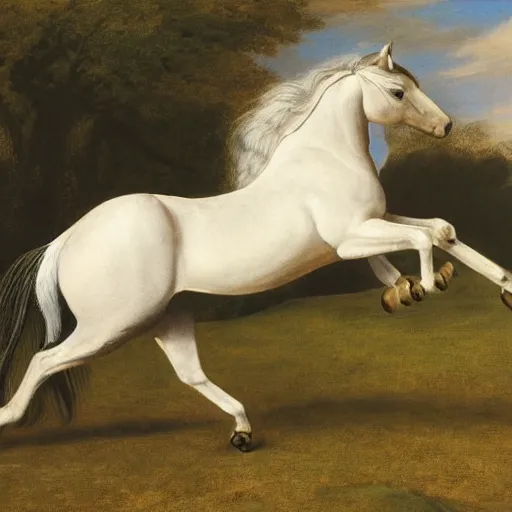 Prompt: a rearing wild stallion, by george-stubbs