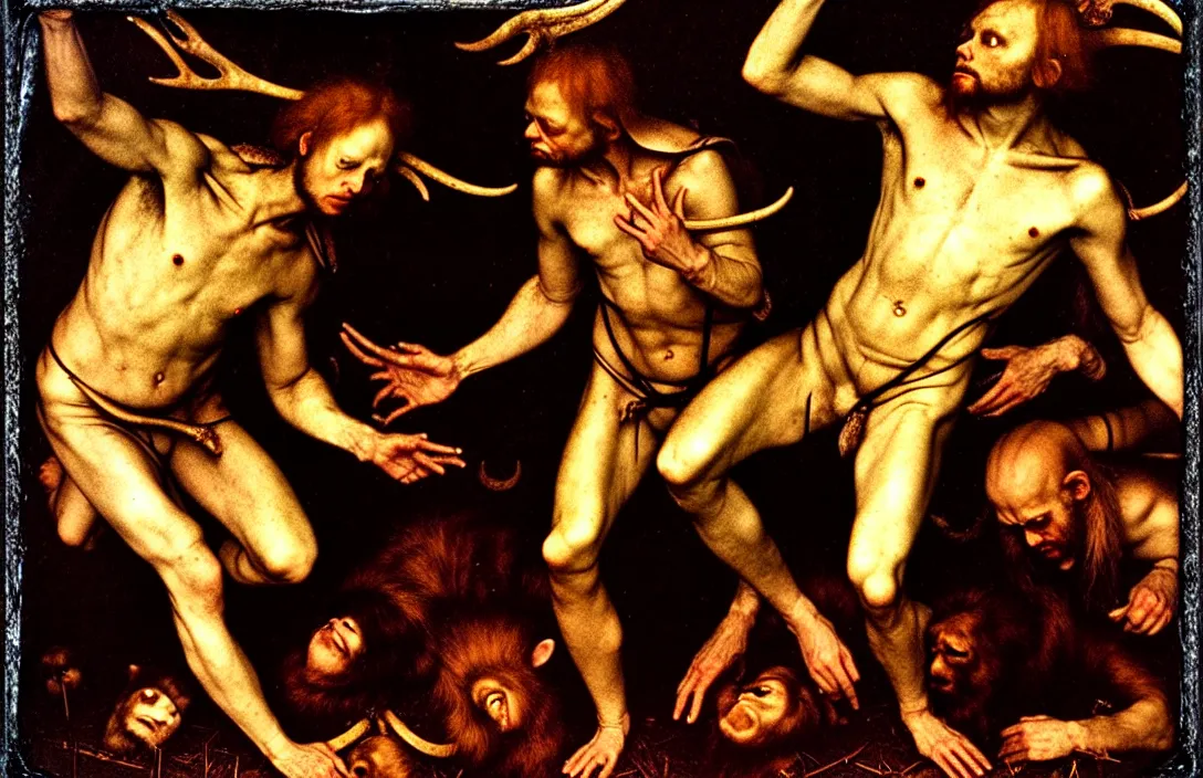 Image similar to a jocund baby faun altarpiece ambiguous transition from night into day focal point intact flawless ambrotype from 4 k criterion collection remastered cinematography gory horror film, ominous lighting, evil theme wow photo realistic postprocessing by hans holbein the younger by jan urschel