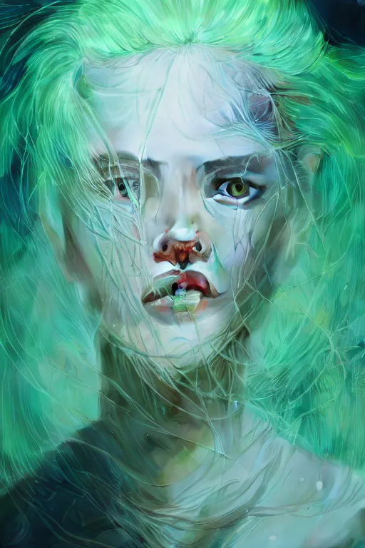 Prompt: hyperrealistic photography of a gorgeous girl inside a syringe containing luminescent green liquid in the style of jin kagetsu, james jean, chris cunninham, hans bellmer and wlop, highly detailed, face symmetry, masterpiece, award - winning, sharp focus, intricate concept art, ambient lighting, 8 k, artstation