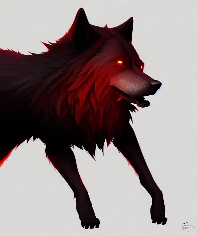 Prompt: award winning painting of a anthropomorphic black male wolf fursona long red hair | | concept art, volumetric lighting, highly detailed, photorealistic, by greg rutkowski and cory loftis trending on artstation