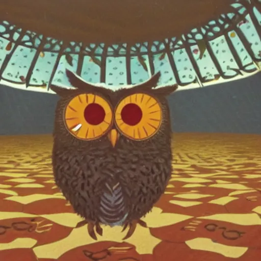 Image similar to Still of the Duolingo owl in The Shining (1980)