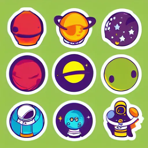 Prompt: cute astronaut sticker art, vector art, concept, white background