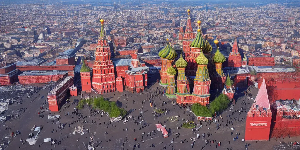 Prompt: missile falling on Red Square in Moscow, detailed, 4k