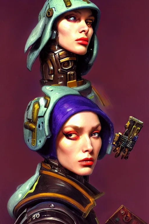 Image similar to character portrait cyberpunk starcraft terran warhammer 4 0 k space marine commmissar ( ( ( ( ( ( ( ( totally definitely not negative no not girl with the pearl earring inspired ) ) ) ) ) ) ), character design, painting by gaston bussiere, katsuya terada, frank frazetta, tom of finland, trending on artstation