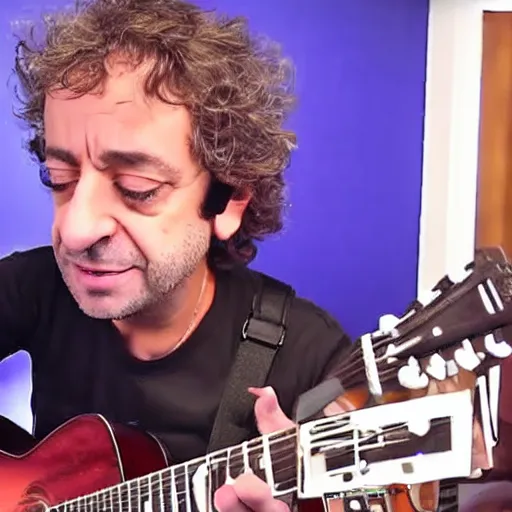 Prompt: gustavo cerati playing at tiny desk youtube channel