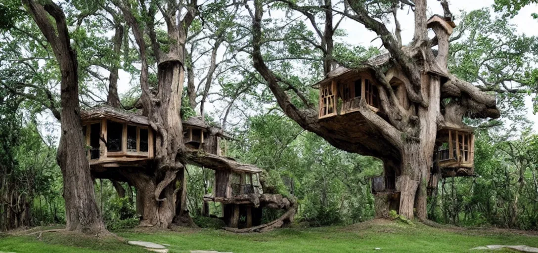 Image similar to house built into a tree