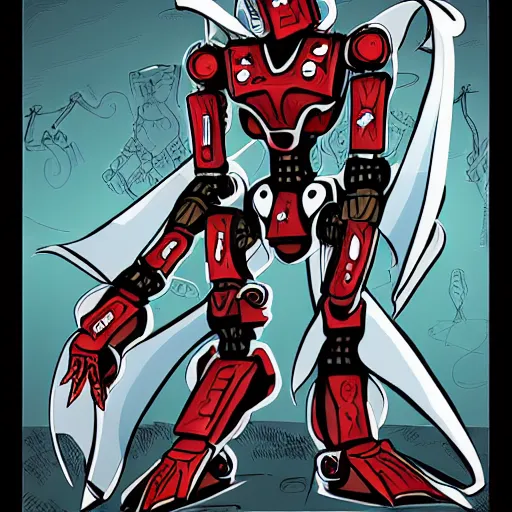 Image similar to demonic humanoid robot in comic style