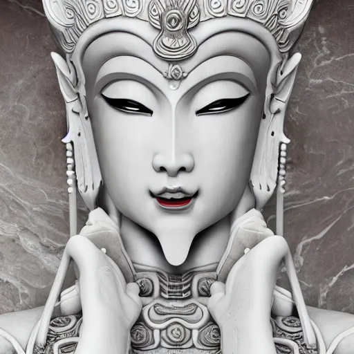 Prompt: naraka Buddhist demon korean female, highly detailed, symmetrical long head, smooth marble surfaces, detailed ink illustration, raiden metal gear, cinematic smooth stone, deep aesthetic, concept art, post process, 4k, carved marble texture and silk cloth, latex skin, highly ornate intricate details, in the style of 88grzes