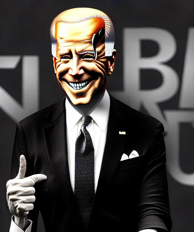 Image similar to hyperrealistic mixed media painting of Joe Biden as a swing dancer, dimly lit 1920s speakeasy, black tuxedo, stunning 3d render inspired art by P. Craig Russell and Barry Windsor-Smith + perfect facial symmetry + dim volumetric lighting, 8k octane beautifully detailed render, post-processing, extremely hyperdetailed, intricate, epic composition, grim yet sparkling atmosphere, cinematic lighting + masterpiece, trending on artstation, very very detailed, masterpiece, stunning