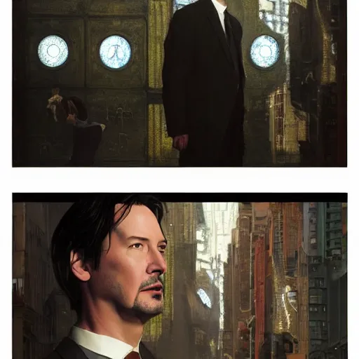 Prompt: Keanu Reeves in Matrix, highly detailed, digital painting, artstation, concept art, smooth, sharp focus, illustration, ArtStation, art by artgerm and greg rutkowski and alphonse mucha and J. C. Leyendecker and Edmund Blair Leighton and Katsuhiro Otomo and Geof Darrow and Phil hale and Ashley wood and Ilya repin and Charlie Bowater