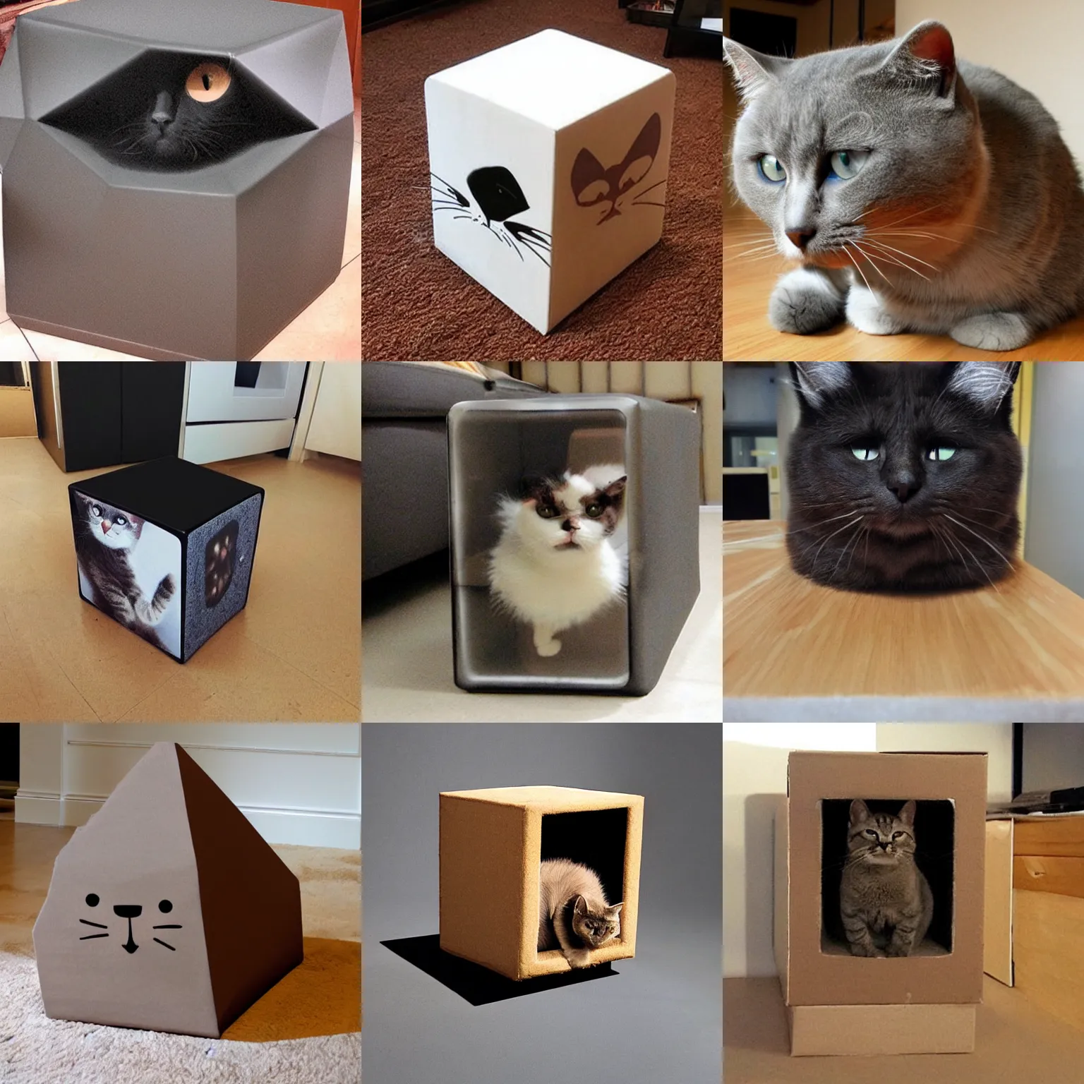 Prompt: cat shaped like a cube