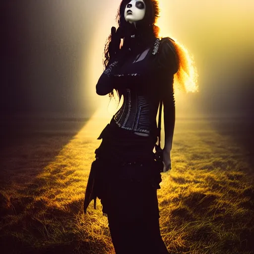 Image similar to photographic portrait of a stunningly beautiful gothic emo cyberpunk female in soft dreamy light at sunset, god rays, contemporary fashion shoot, by edward robert hughes, annie leibovitz and steve mccurry, david lazar, jimmy nelsson, breathtaking, 8 k resolution, extremely detailed, beautiful, establishing shot, artistic, hyperrealistic, beautiful face, octane render