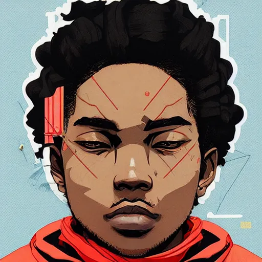 Prompt: Supreme x Yasuke Profile Picture by Sachin Teng, asymmetrical, Organic Painting , Matte Painting, geometric shapes, hard edges, graffiti, street art,:2 by Sachin Teng:4