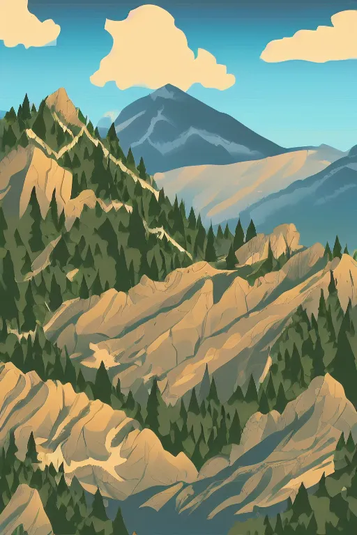 Image similar to mountaintop flat vector a storybook illustration trending on artstation