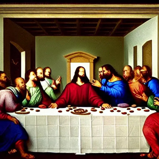 Image similar to Joe biden at the last supper, hyper realism renaissance art, detailed,