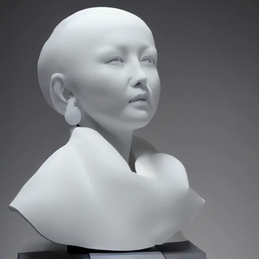 Image similar to female porcelain sculpture by daniel arsham and raoul marks, smooth, all white features on a white background