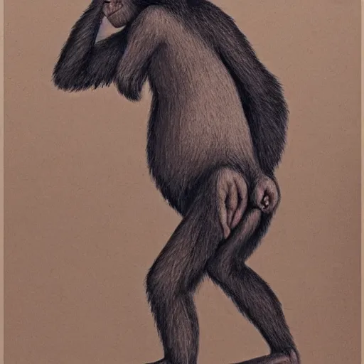 Image similar to darwin drawn like an ape