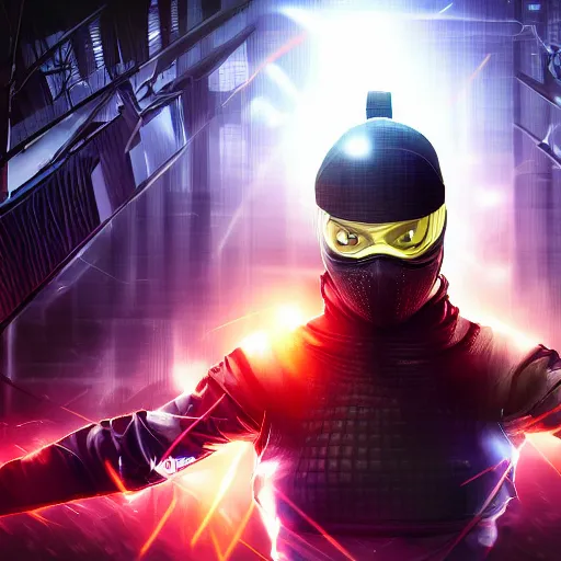 Prompt: cyber ninja highly detailed, dramatic lighting, cinematic, 4k