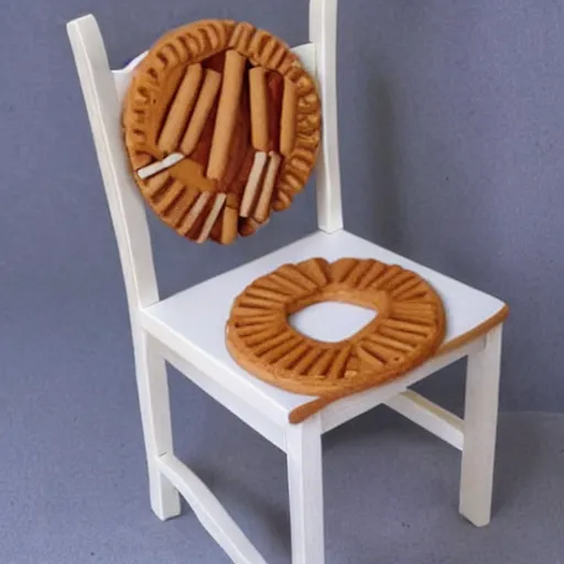 Prompt: chair made from biscuits