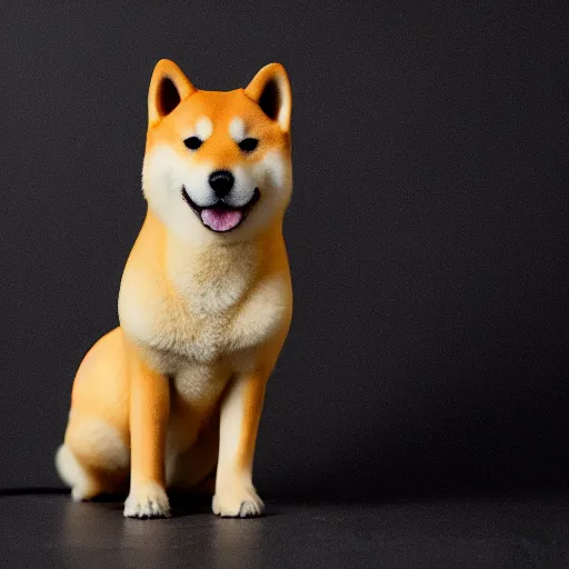 Image similar to a delicious steamed bun in the shape of a shiba inu. studio lighting, high resolution, high quality, dark background