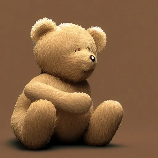 Image similar to teddy bear throwing up, photorealistic