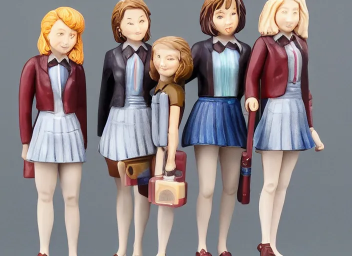 Prompt: Image on the store website, eBay, Full body, 80mm resin figure of Female boarding school students