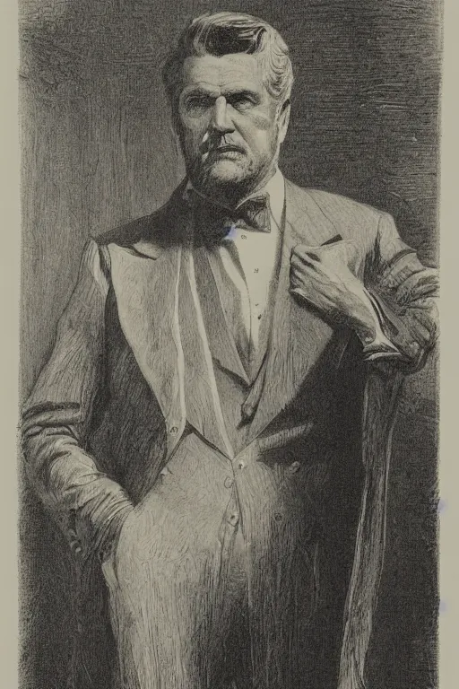 Prompt: portrait of Blake Carrington, Gustave Dore lithography