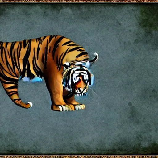 Image similar to a tiger in the style of the video game the lord of the rings online