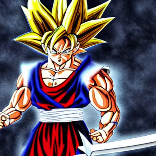 Image similar to goku with berserk sword