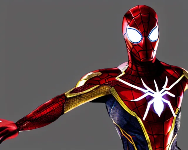 Image similar to photorealistic sketch of the mcu iron spider