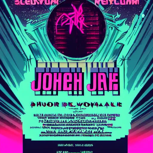 Image similar to concert poster for the synthwave artist JONSK.