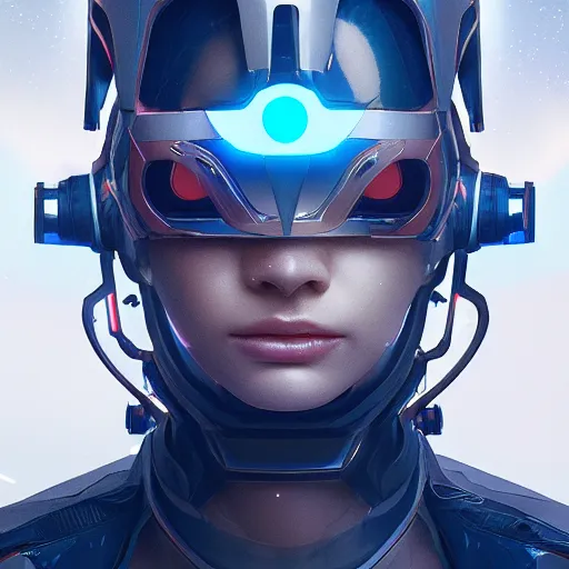 Image similar to a futuristic girl wearing a cyberkinetic mask, highly detailed, trending on artstation, 8 k resolution, ultra detailed, cyberpunk, retrowave, by wlop, greg rutkowski, smooth, sharp focus