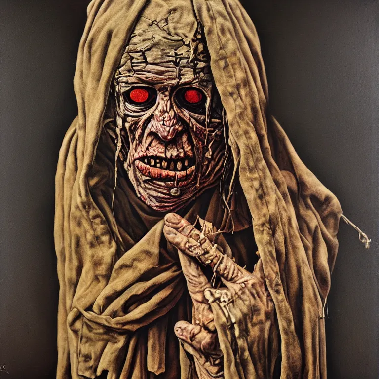 Image similar to leper messiah. by boris groh, hyperrealistic photorealism acrylic on canvas