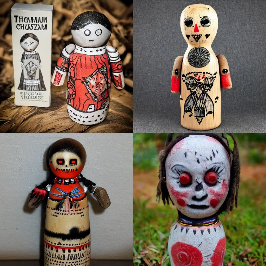 Prompt: creepy Shaman russian voodoo doll