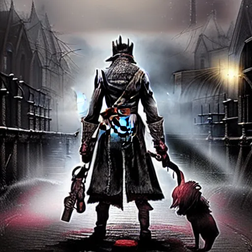 Prompt: Dog in Bloodborne Style