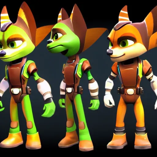 Prompt: ratchet and clank 3d style models in real life